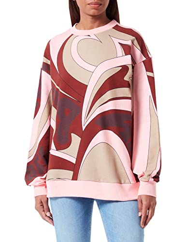 HUGO Damen Dashimaki 3 Relaxed-Fit Sweatshirt aus angerauter Baumwolle mit Print der Saison Gemustert M von HUGO