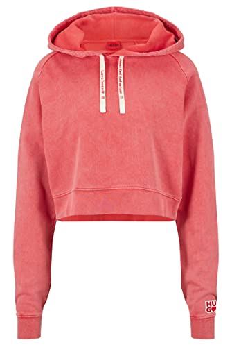 HUGO Damen Dimalaya Sweatshirt aus Baumwoll-Terry in Cropped-Länge mit Love-Logos Rot L von HUGO