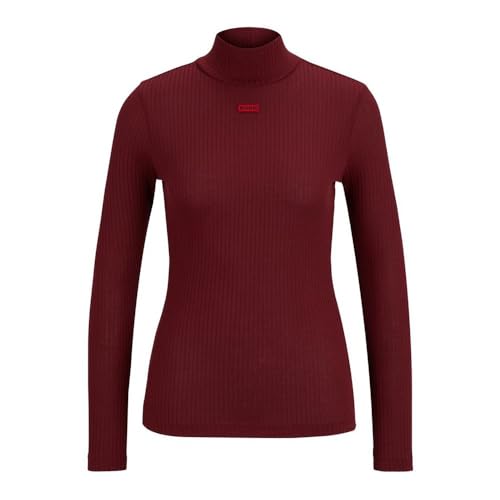 HUGO Damen Dinelane Jersey Top, Dark Red605, M EU von HUGO