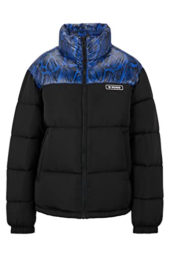 HUGO Damen Faressa-1 Steppjacke mit Logo und Python-Print-Detail Schwarz S von HUGO