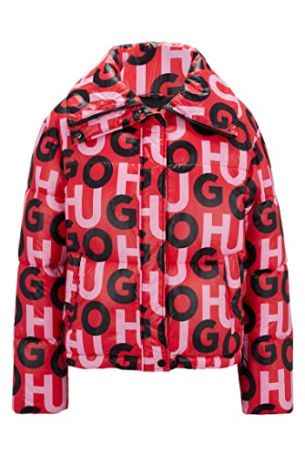 HUGO Damen Fary-1 Glänzende Steppjacke mit Oversize-Kragen und Stack-Logos Rot M von HUGO