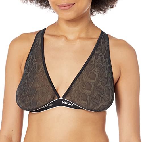 HUGO Damen Gemusterter Triangel-Logo BH, Grüner Python, Large von HUGO