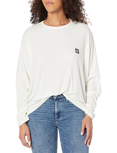 HUGO Damen Geripptes Jersey lockerer Passform Hemd, Weiß (Soft White), Groß von HUGO