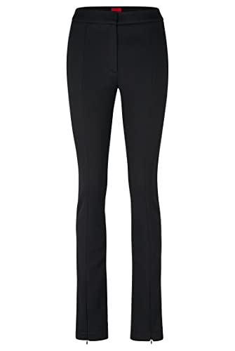 HUGO Damen Hatisu-1 Skinny-Fit Hose aus Piqué-Jersey mit Reißverschlüssen an den Beinabschlüssen Schwarz 32 von HUGO
