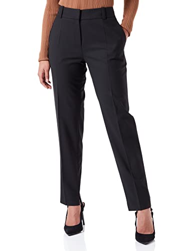 HUGO Damen Hetana Slim-Fit Hose aus Stretch-Gewebe mit Schlitzen am Saum Schwarz 34 von HUGO