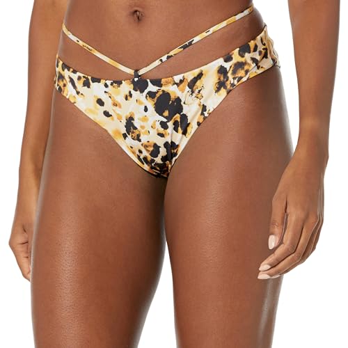 HUGO Damen Klassische Badehose mit modernem Print Bikini-Unterteile, Acid Yellow/Cream Camo, Large von HUGO