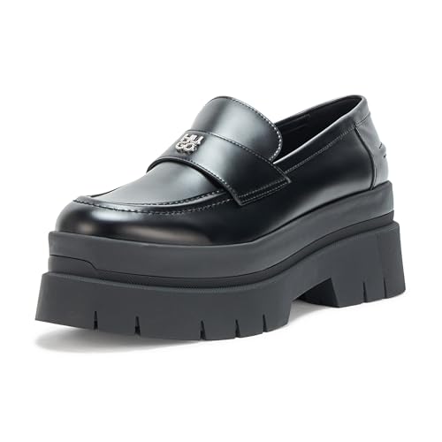 HUGO Damen Kris Chunky Plateau-Halbschuhe, schwarz glänzend, 41 EU von HUGO
