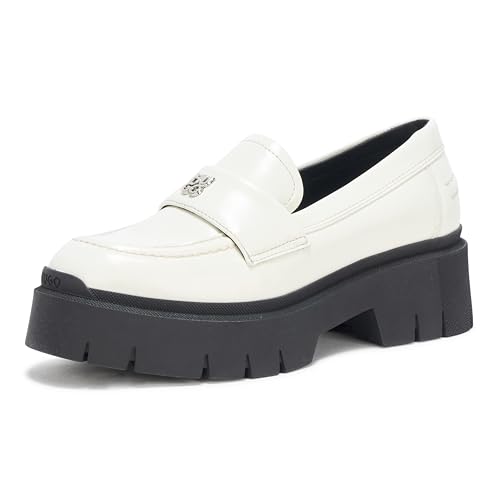 HUGO Damen Kris Chunky Platform Leather Loafer Slipper, natürliches weiß, 40 EU von HUGO