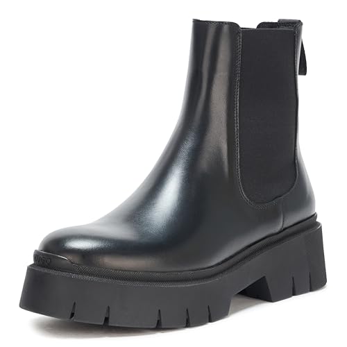 HUGO Damen Kris Leather Boot Chelsea-Stiefel, Himbeerrot, 39 EU von HUGO