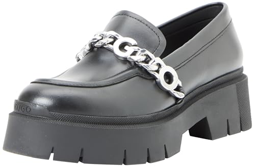 HUGO Damen Kris_Loafer_broch Loafer_Flats, Schwarz, 41 EU von HUGO