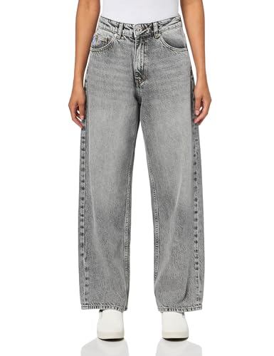 HUGO Damen Leni Loose Fit Wide Leg Jeans, Silbergrau, 26-32 von HUGO