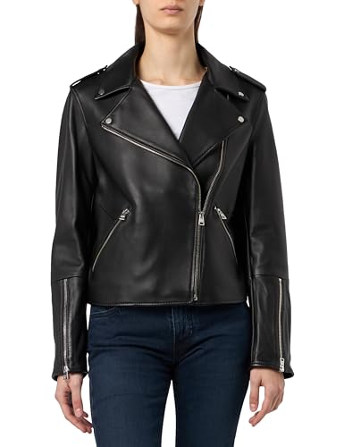 HUGO Damen Lujana Leather_Jacket, Black1, L EU von HUGO