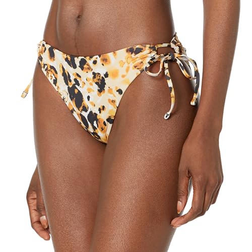 HUGO Damen Moderne Bikinihose mit Camouflage-Print und seitlicher Bindung Bikini-Unterteile, Acid Yellow/Cream Camo, Medium von HUGO