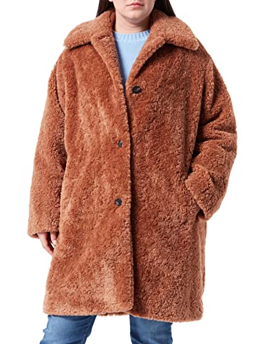 HUGO Damen Mybell-1 Regular-Fit Teddy-Mantel mit Logo-Innenfutter Hellbraun 34 von HUGO