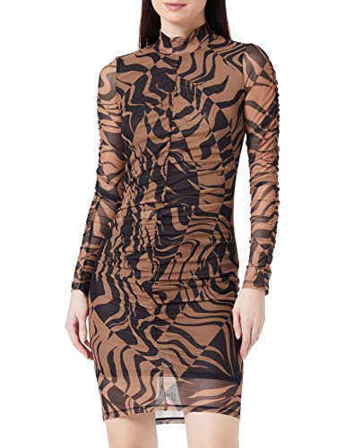 HUGO Damen Nikau Slim-Fit Kleid aus softem Mesh mit Stehkragen Hellbraun S HUGO Damen Nikau Slim-Fit Kleid aus softem Mesh mit Stehkragen Hellbraun S von HUGO
