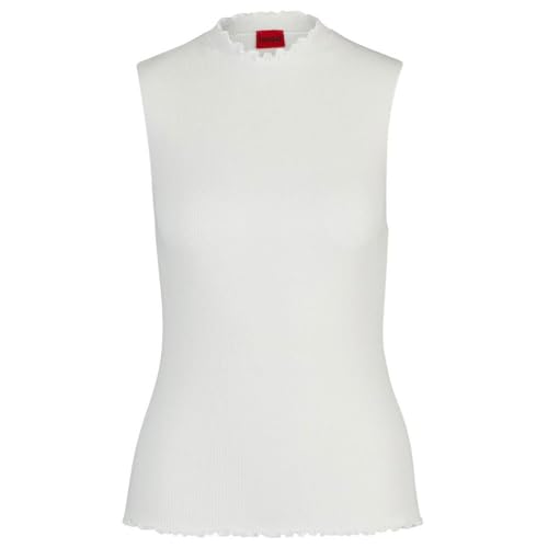 HUGO Damen Open White Knitted Top, Open White, M EU von HUGO