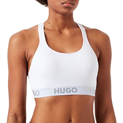 HUGO Damen Padded Sporty Logo Bralette, White100, M EU von HUGO