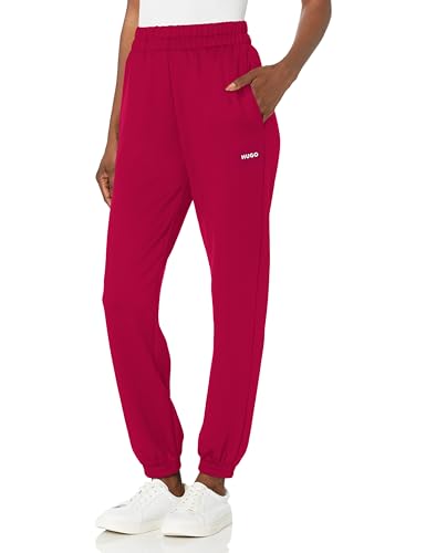 HUGO Damen Pure Cuffed Sweatpants mit Gummi-Logo Trainingshose, Magenta pink, M von HUGO