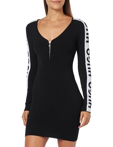 HUGO Damen Shalany Knitted Dress, Black1, L EU von HUGO