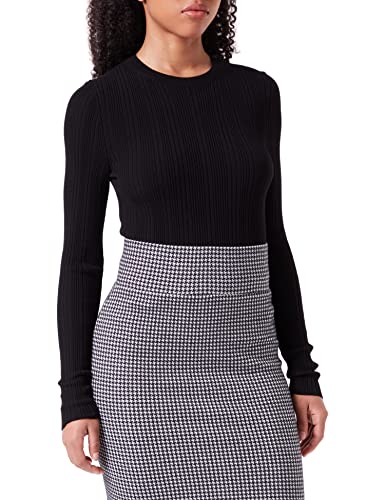 HUGO Damen Sharim Slim-Fit Pullover aus Strukturiertem Strick mit Streifen an den Ärmeln Schwarz M von HUGO