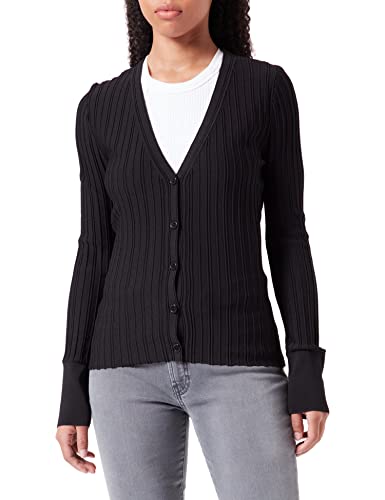 HUGO Damen Sisiddia Gerippter Slim-Fit Cardigan mit V-Ausschnitt Schwarz S von HUGO