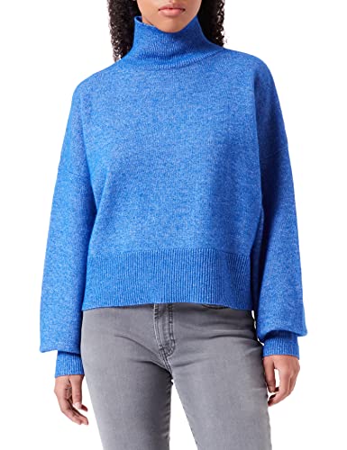 HUGO Damen Sisimia Relaxed-Fit Pullover mit Rollkragen und Rippbündchen Blau L von HUGO