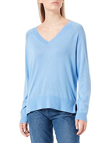 HUGO Damen Slinnya Relaxed-Fit Pullover mit V-Ausschnitt Blau S von HUGO