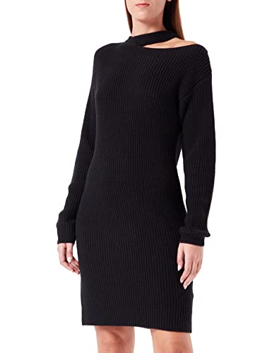 HUGO Damen Sondellia Relaxed-Fit Strickkleid mit Cut-Out an der Schulter Schwarz S von HUGO