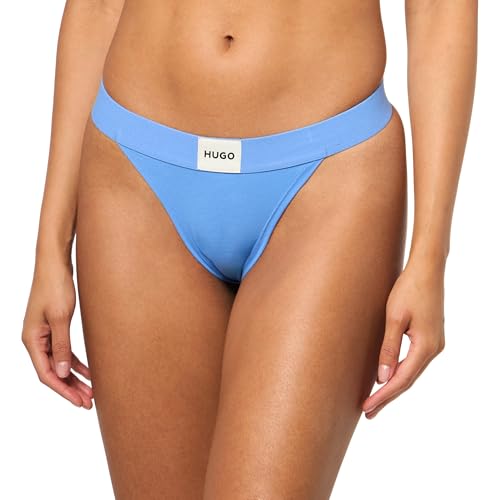 HUGO Damen Square Logo Cotton String Thong Tangahöschen, Forever Blue, S von HUGO