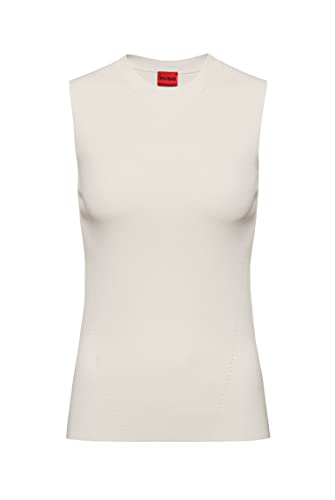 HUGO Damen Swook Knitted Top, Open White110, XL EU von HUGO