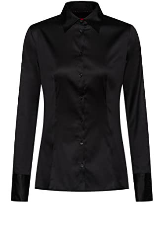 HUGO Damen The Fitted Shirt Blouse, Black1, 38 EU von HUGO