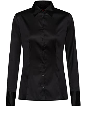 HUGO Damen The Fitted Shirt Blouse, Black1, 34 EU von HUGO