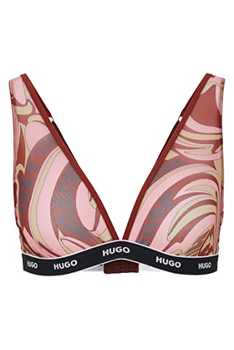 HUGO Damen Triangle Swirly BH mit Logo-Band und Print im 60er-Jahre-Stil Hellrosa M von HUGO