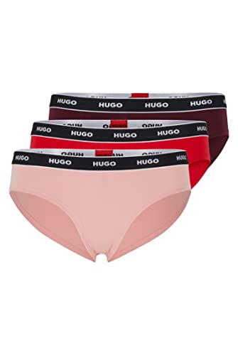 HUGO Damen Triplet Brief Stripe Dreier-Pack Slips aus Stretch-Baumwolle mit Logos am Bund Gemustert M von HUGO