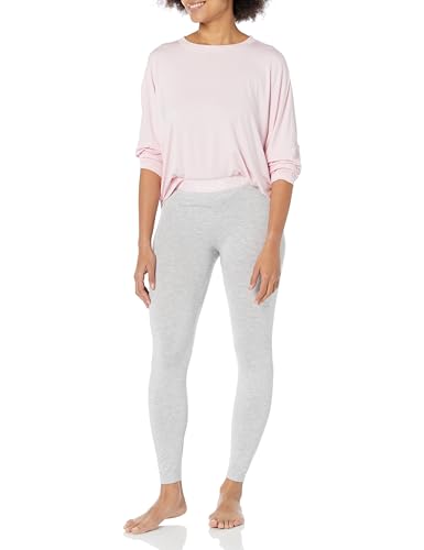 HUGO Damen Unite Soft Jersey Langarm und Leggings Lounge Pyjama-Set, Hellgrau/Pastellrosa, L von HUGO