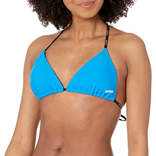HUGO Damen Verstellbares Triangel-Bikinioberteil mit Kontrast Bikini, Hellblaue China, Medium von HUGO
