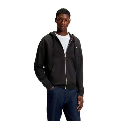 HUGO Herren Dapozip Relaxed-Fit Kapuzenjacke aus Baumwoll-Terry Schwarz001 L von HUGO