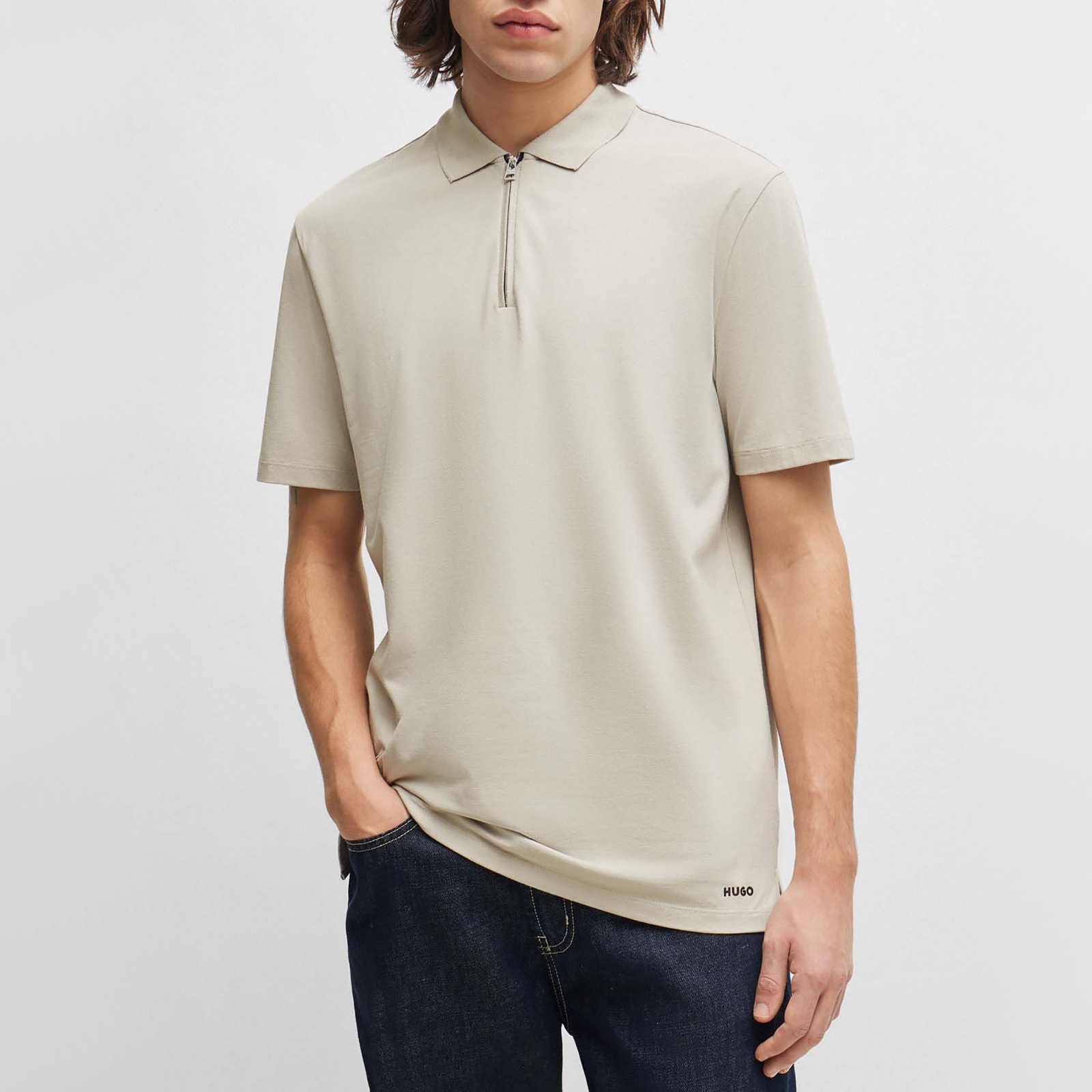 HUGO Dekok233 Zip Cotton-Blend Polo Shirt - M von HUGO