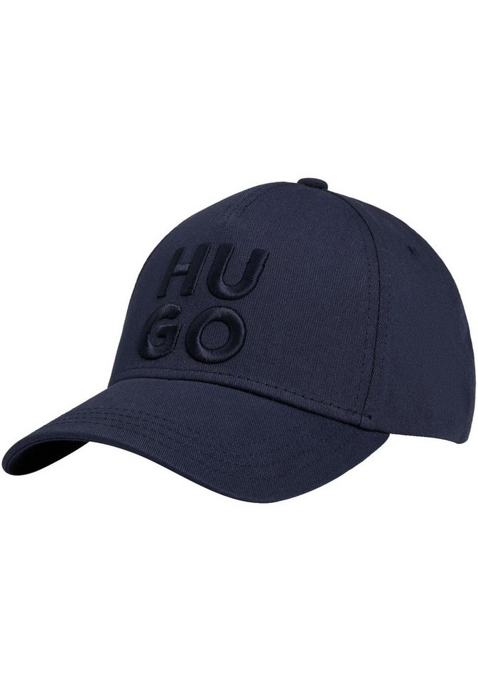 HUGO Fitted Cap Jude-Stacked mit 3D Logostickerei, verstellbarer Verschluss, unisex von HUGO