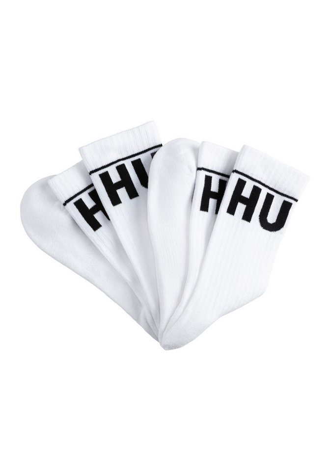 HUGO Freizeitsocken 2P QS RIB ICONIC CC (Packung, 2-Paar, 2er) mit kontrastfarbenen HUGO Schriftzug von HUGO