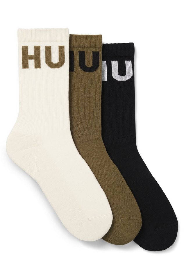 HUGO Freizeitsocken 3P QS ICONIC CC 1 (Packung, 3-Paar, 3er) mit HUGO Logostickerei in Kontrastfarbe von HUGO