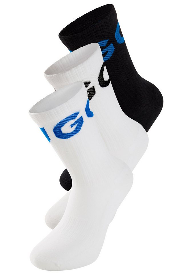 HUGO Freizeitsocken 3P QS ICONIC CC 1 (Packung, 3-Paar, 3er) mit HUGO Logostickerei in Kontrastfarbe von HUGO