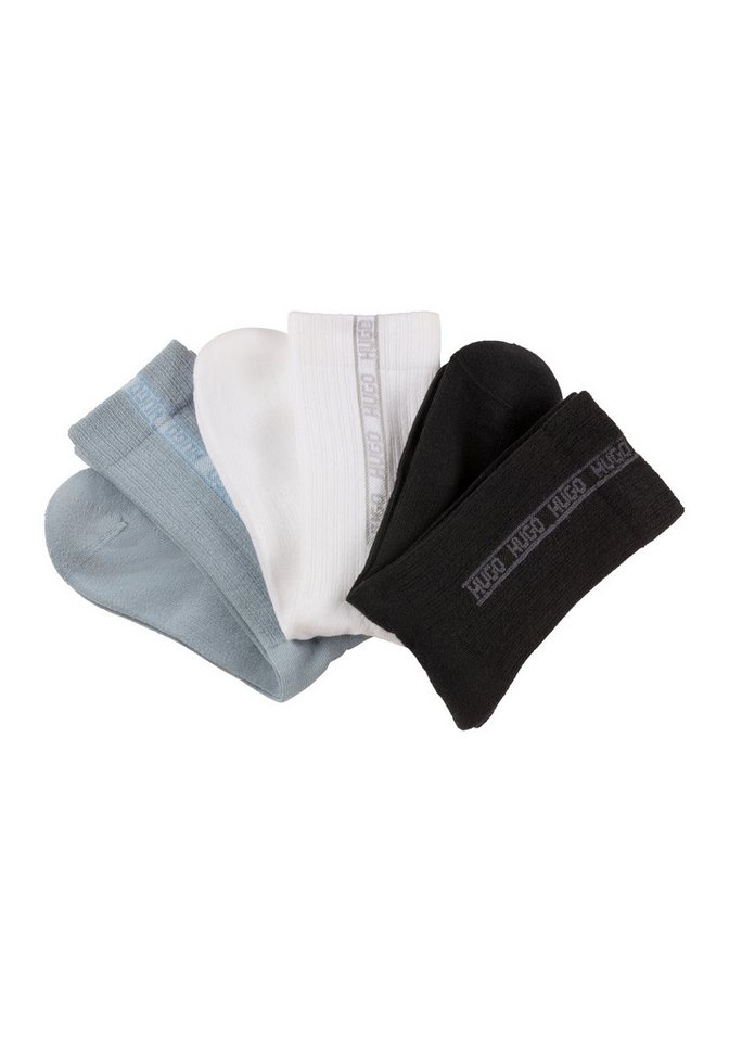 HUGO Socken 3P QS TONAL TAPE (Packung, 3-Paar) mit kontrastfarbenen Logoschriftzug von HUGO