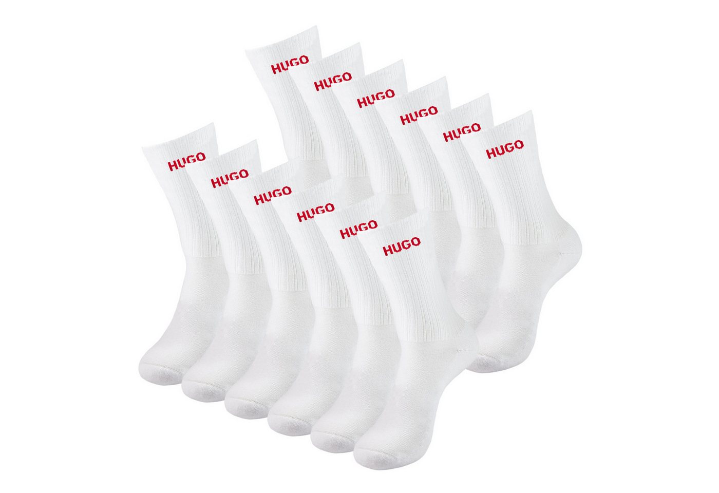 HUGO Freizeitsocken QH Rib Logo CC (6-Paar) mit verstärkten Belastungszonen von HUGO