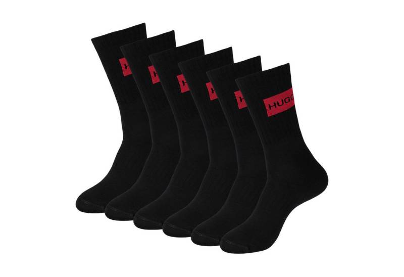 HUGO Freizeitsocken QS Rib Label CC Socken (3-Paar) mit eingesticktem roten Logo am Schaft von HUGO
