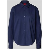 HUGO Hemdbluse mit Label-Stitching in Marine, Größe 42 von HUGO