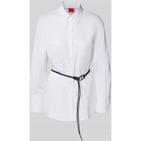 HUGO Hemdbluse mit Taillengürtel Modell 'Everlee' in Weiss, Größe 42 von HUGO