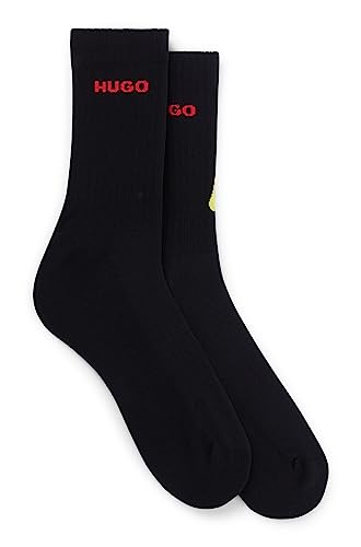 HUGO Herren 2p Qs Smiley Pa Short Socks, Schwarz, 46 von HUGO