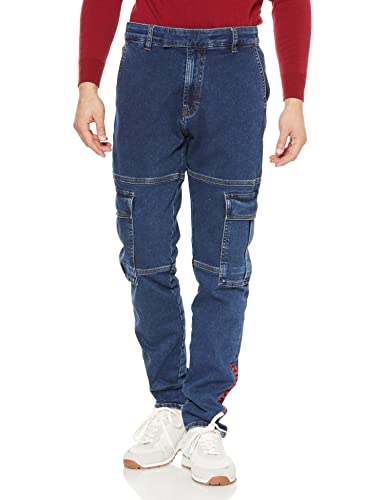 HUGO Herren 634/2 Blaue Tapered-Fit Jeans aus Knit Denim Blau 34/32 von HUGO