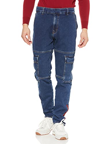 HUGO Herren 634/2 Blaue Tapered-Fit Jeans aus Knit Denim Blau 34/34 von HUGO